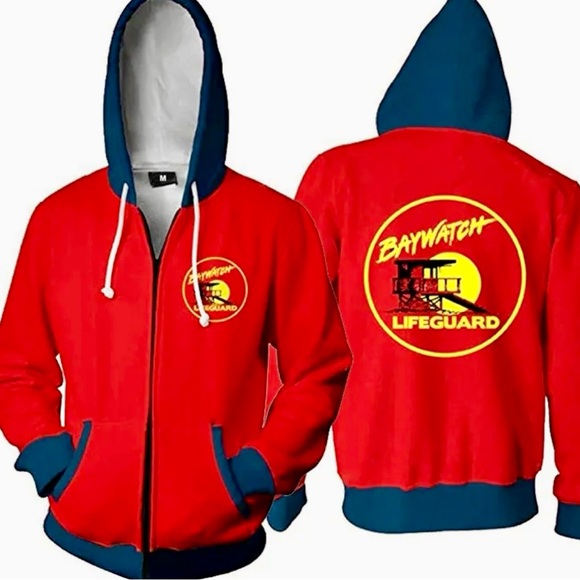 Baywatch Other - Baywatch Graphic Red and Blue Lightweight Zip Up Long Sleeve Jacket Size XL